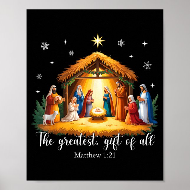 The Greatest Gift For All Christmas Nativity Jesus Poster (Vorne)