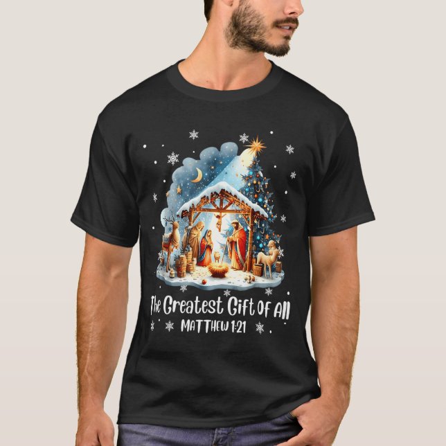 The Greatest Gift For All Christmas Nativity Jesus T-Shirt (Vorderseite)