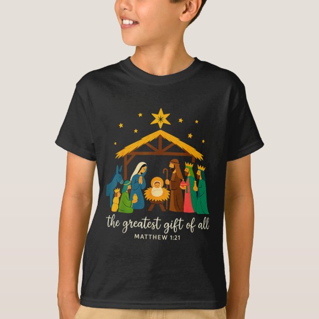 The Greatest Gift For All Christmas Nativity Jesus T-Shirt (Vorderseite)