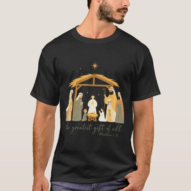The Greatest Gift For All Christmas Nativity Jesus T-Shirt (Vorderseite)