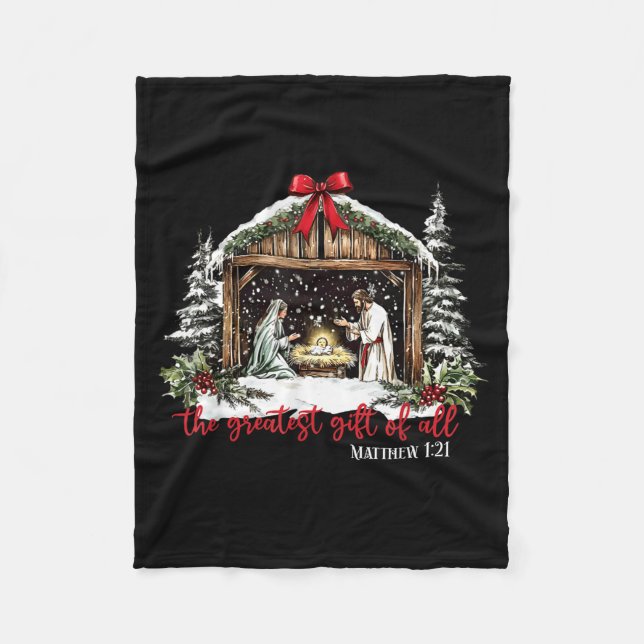 The Greatest Gift Of All Jesus Baby Christian Xmas Fleecedecke (Vorderseite)