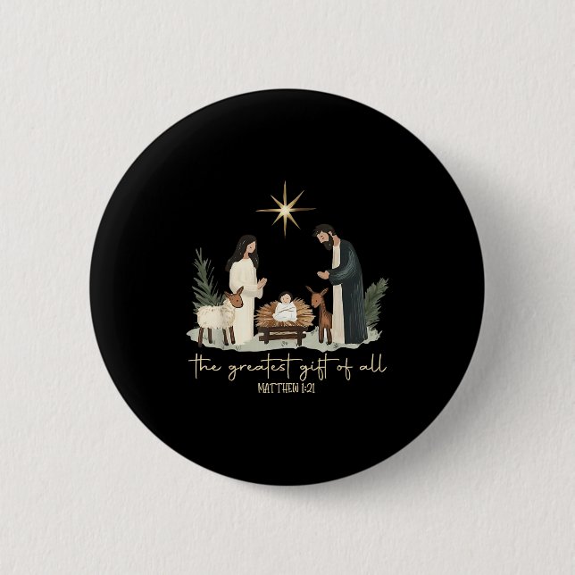 The Greatest Gift Of All Jesus Christian Holiday C Button (Vorderseite)