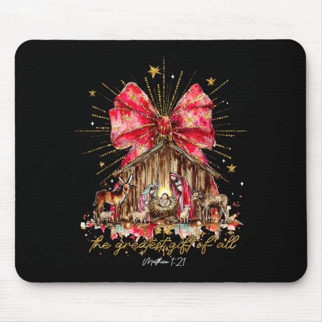The Greatest Gift Of All Jesus Christian Holiday C Mousepad (Vorne)