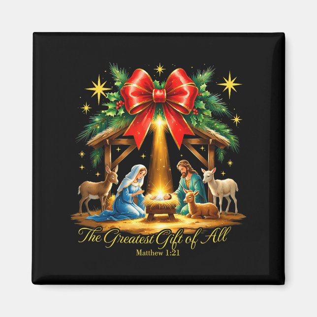 The Greatest Gift Of All Nativity Christian Christ Magnet (Vorne)