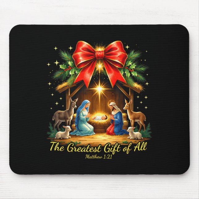 The Greatest Gift Of All Nativity Christian Christ Mousepad (Vorne)
