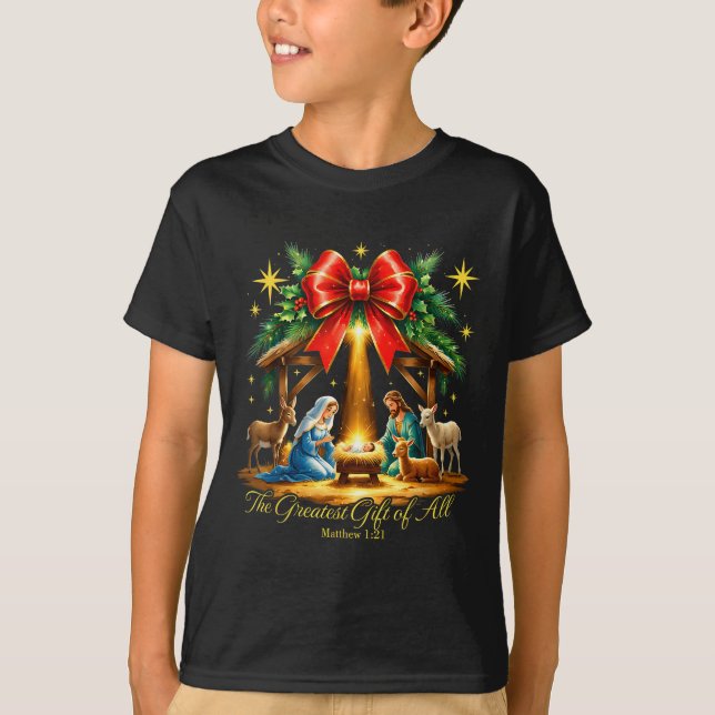 The Greatest Gift Of All Nativity Christian Christ T-Shirt (Vorderseite)