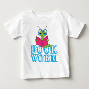 The Green Brilliant Cartoon Bookworm Baby T-shirt