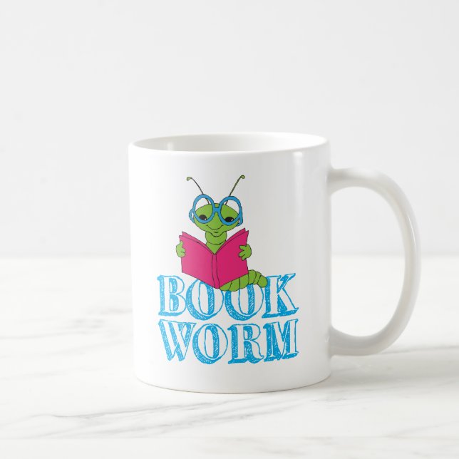 The Green Brilliant Cartoon Bookworm Book Worm Kaffeetasse (Rechts)