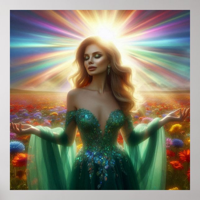 The Green Dress Large 40x40 Wall Poster (Vorne)