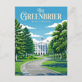 The Greenbrier USA is translated to: Das Greenbrie Postkarte
