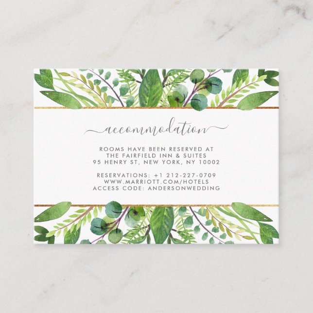 The Greenery & Gold Wedding Collection Begleitkarte (Vorderseite)