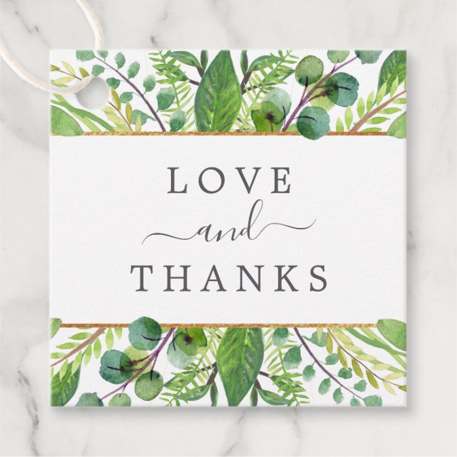 The Greenery & Gold Wedding Collection Geschenkanhänger (Vorderseite)