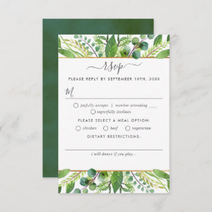 The Greenery & Gold Wedding Collection RSVP Karte