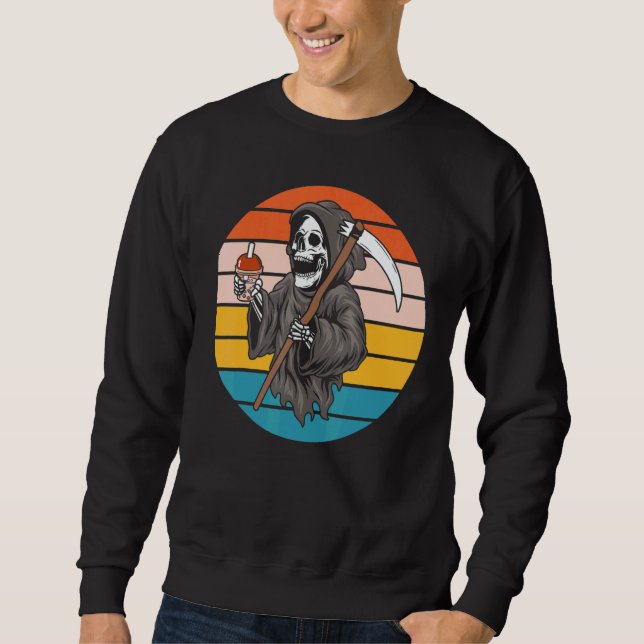 The Grim Reaper Skeleton Skull Death Scythe Grunge Sweatshirt (Vorderseite)