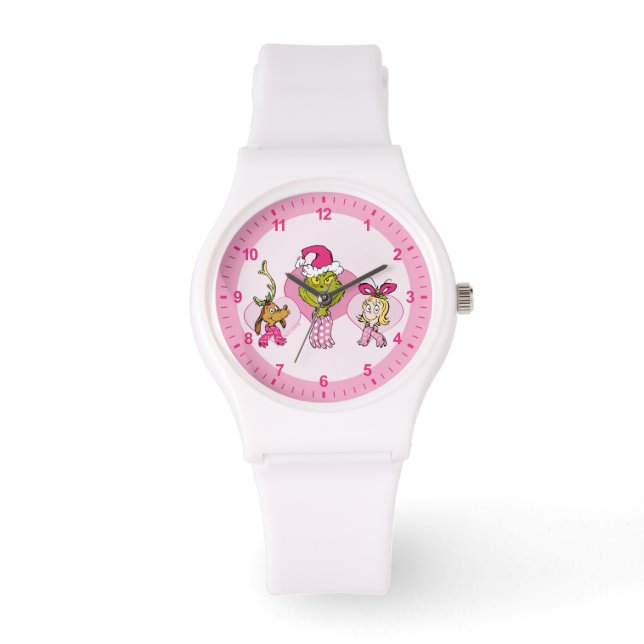 The Grinch Crew in Pink Valentine's Portrait Armbanduhr (Vorderseite)