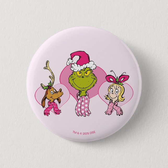 The Grinch Crew in Pink Valentine's Portrait Button (Vorderseite)
