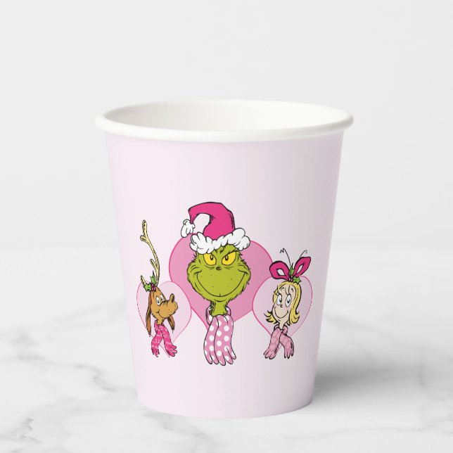 The Grinch Crew in Pink Valentine's Portrait Pappbecher (Vorderseite)
