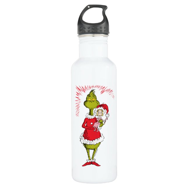 The Grinch Holds Cindy Lou Who Edelstahlflasche (Vorderseite)