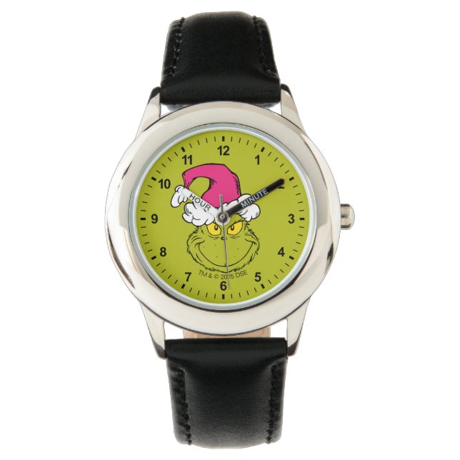 The Grinch in Pink Santa Hat Armbanduhr (Vorderseite)