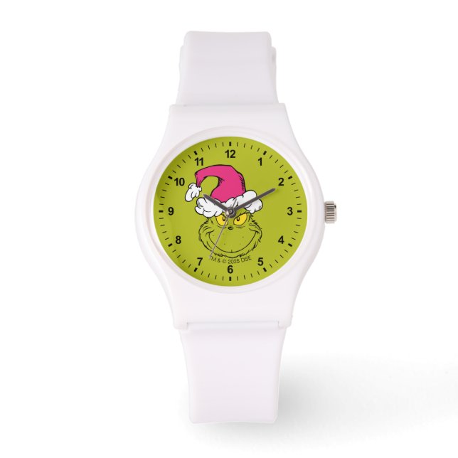 The Grinch in Pink Santa Hat Armbanduhr (Vorderseite)