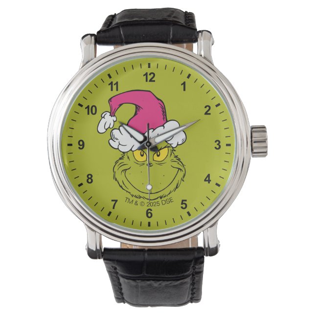 The Grinch in Pink Santa Hat Armbanduhr (Vorderseite)
