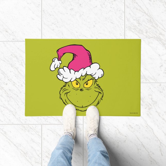 The Grinch in Pink Santa Hat Fußmatte (Indoor)
