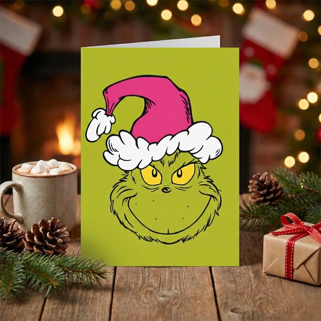 The Grinch in Pink Santa Hat Karte (Von Creator hochgeladen)