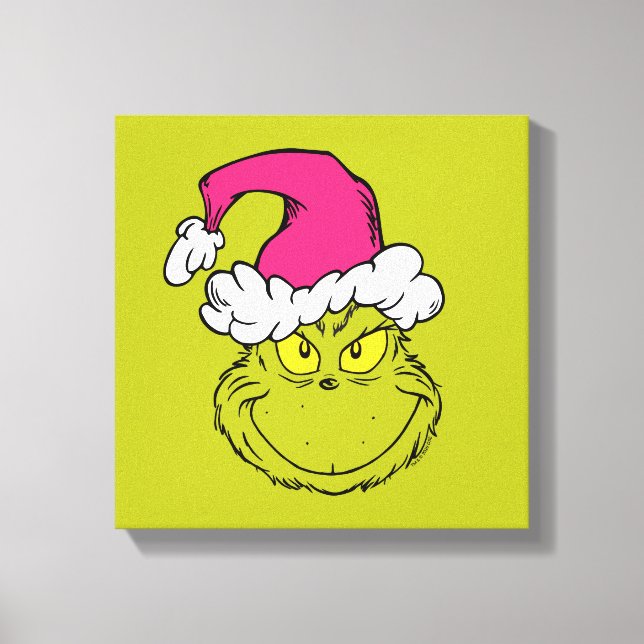 The Grinch in Pink Santa Hat Leinwanddruck (Vorderseite)