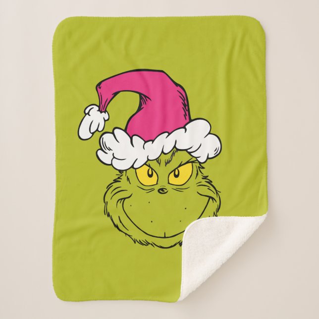 The Grinch in Pink Santa Hat Sherpadecke (Vorderseite)
