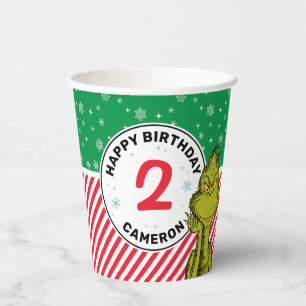 The Grinch Red and Green Snowflake Birthday Pappbecher