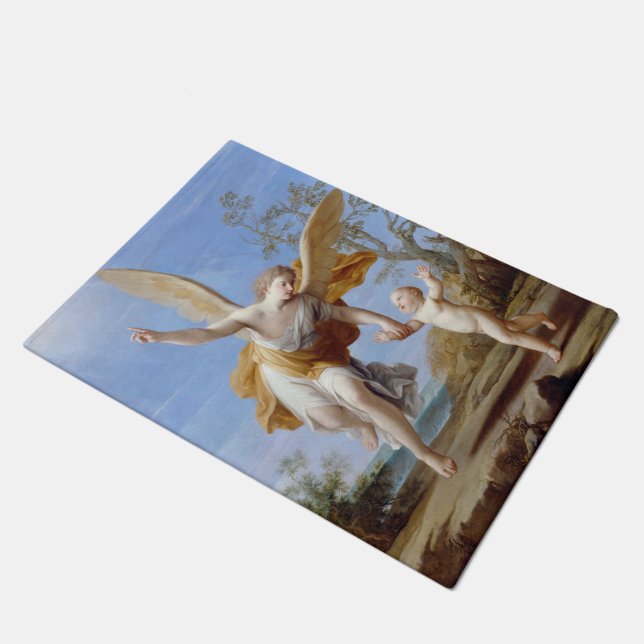 "The Guardian-Engels" Kunst-Bodenmatte Fußmatte (Schrägansicht)