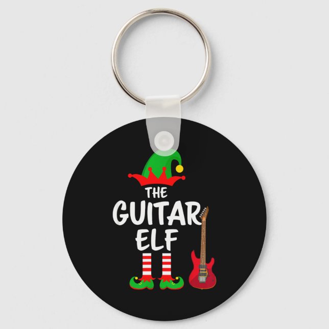 The Guitar Elf Matching Family Christmas  Schlüsselanhänger (Vorderseite)