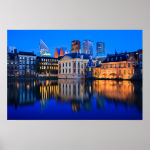 The Hague skyline at blue hour poster