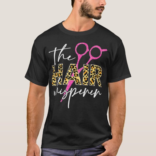 The Hair Whisperer Scissors Leopard Funny T-Shirt (Vorderseite)