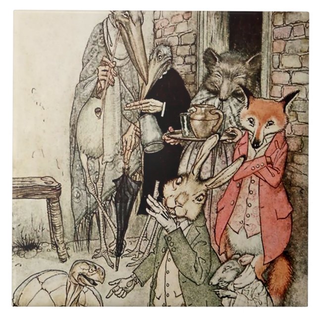 "The Hare and the Tortoise" von Arthur Rackham Fliese (Vorderseite)