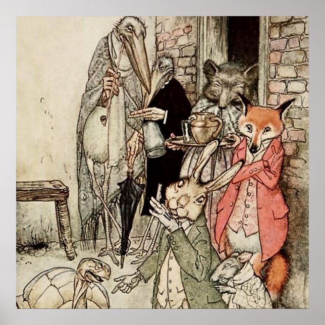 "The Hare and the Tortoise" von Arthur Rackham Poster (Vorne)