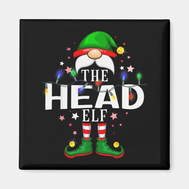 The Head Elf Christmas Family Pajama Party  Magnet (Vorne)