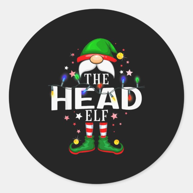 The Head Elf Christmas Family Pajama Party  Runder Aufkleber (Vorderseite)