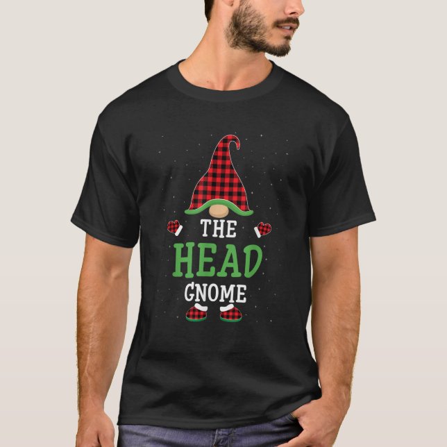 The Head Gnome Funny Group Matching Christmas Paja T-Shirt (Vorderseite)