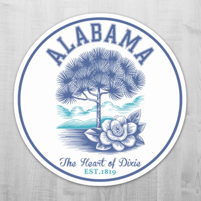 The Heart of Dixie – Alabama Camellia & Tree Graph Aufkleber (Von Creator hochgeladen)