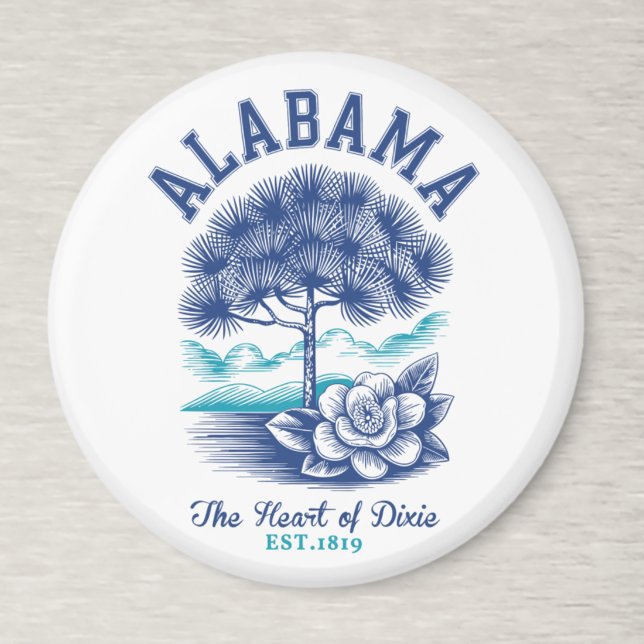 The Heart of Dixie – Alabama Camellia & Tree Graph Magnet (Von Creator hochgeladen)