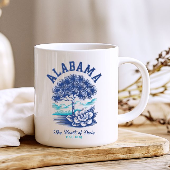 The Heart of Dixie – Alabama Floral and Tree  Kaffeetasse (Von Creator hochgeladen)