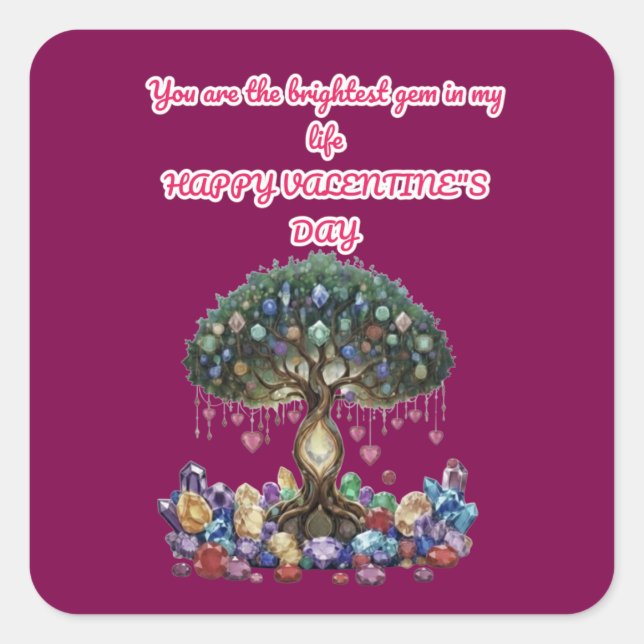 The Heart of the Gem Tree: A Romantic Valentine's  Quadratischer Aufkleber (Vorderseite)