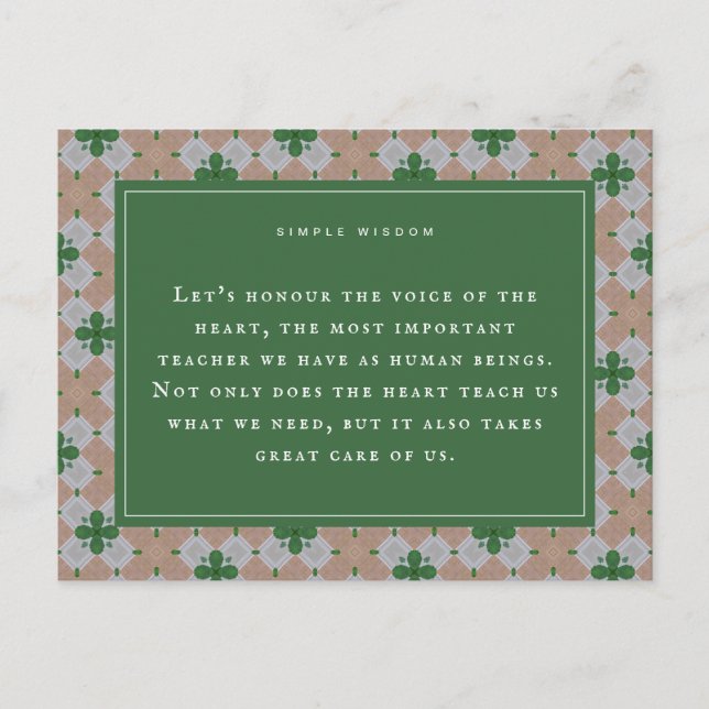 The Heart, Our Greatest Teacher Motivational Card Postkarte (Vorderseite)