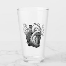 "The Heart" schlicht gespitztes B&W Pint Glas