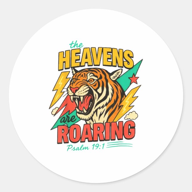 The Heavens Are Roaring Psalm 19_1 Tiger Christian Runder Aufkleber (Vorderseite)