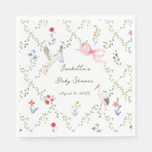 The Heirloom Rose & Ribbon Signature Stork Serviette