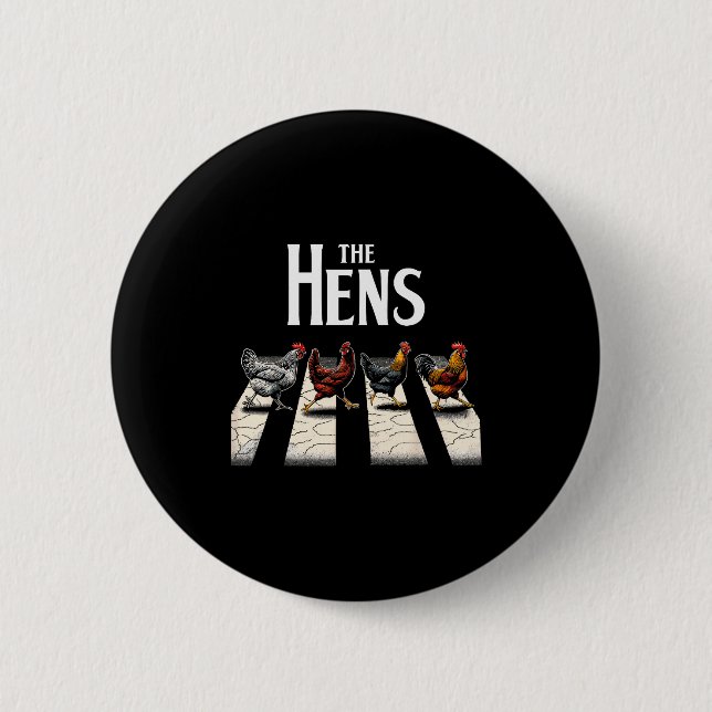 The Hens Retro Chicken Men Kids Women Funny Chicke Button (Vorderseite)