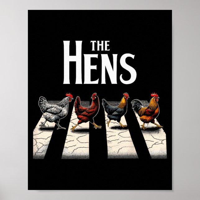 The Hens Retro Chicken Men Kids Women Funny Chicke Poster (Vorne)