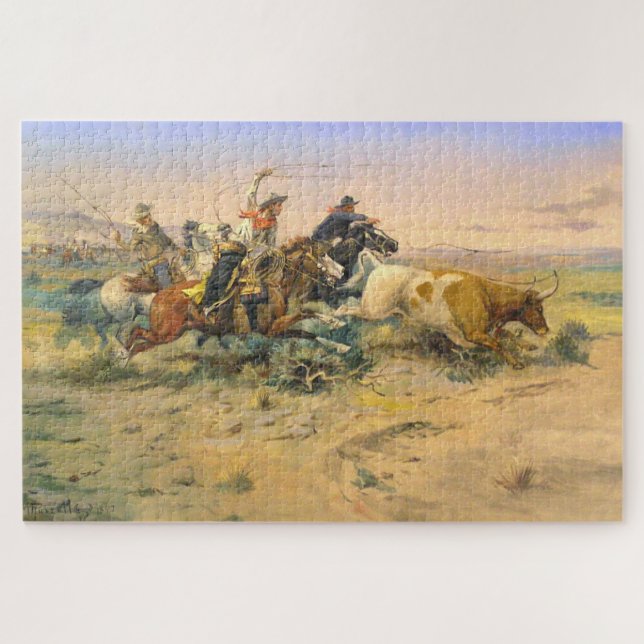 The Herd Quitter Cowboy Wranglers C Russell 1897 Puzzle (Horizontal)
